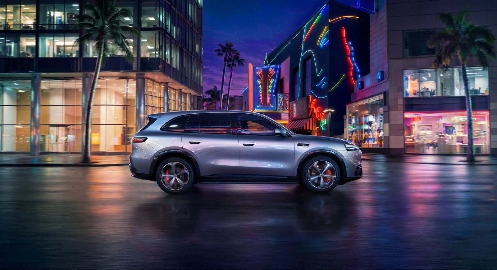 AITO M6 EV 2026 — экстерьер, side city night, рынок AITO M6 official family media / EV and EREV visual reference