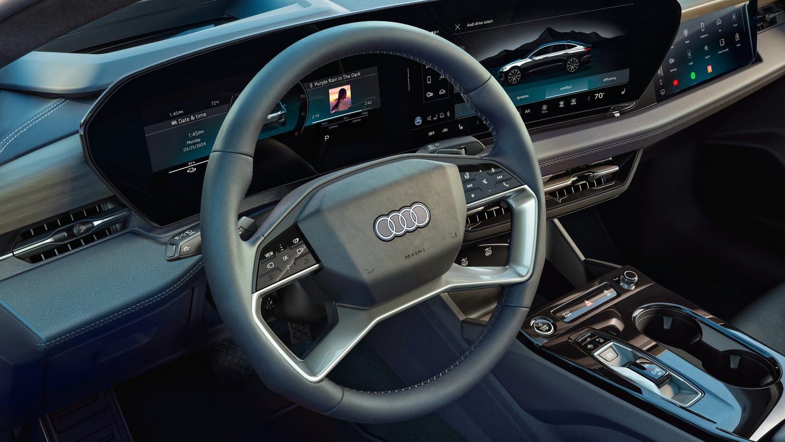 Audi A6 Sportback e-tron 2024 — главное фото модели, интерьер, передняя панель, рынок Global / EV Query only