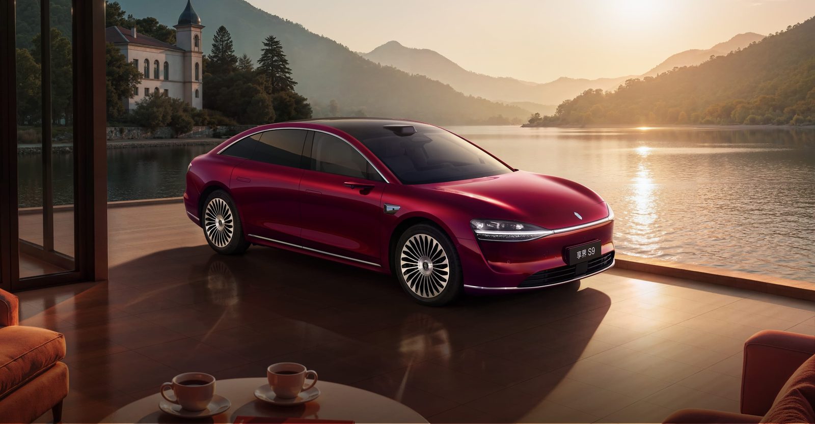 HIMA Stelato S9 EV 2024 — экстерьер, front 3q red, рынок China/import