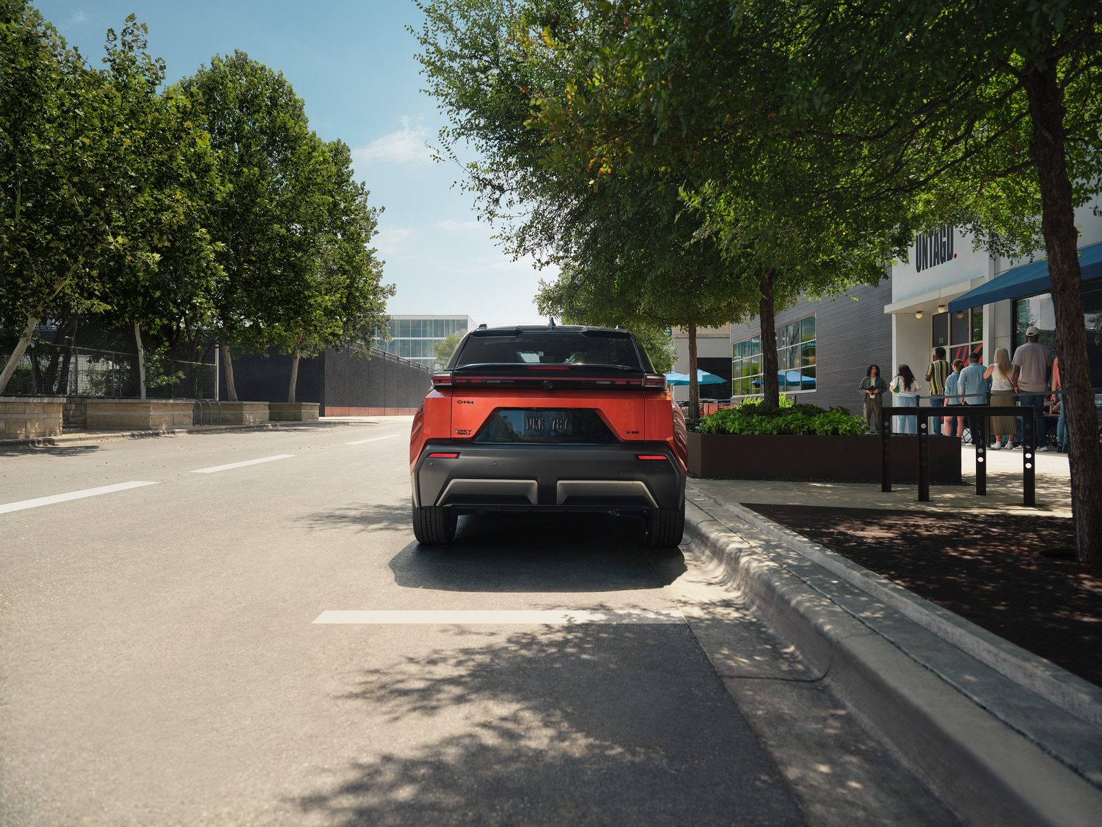 Toyota C-HR EV 2026 — экстерьер, вид спереди 3/4, рынок US / EU reference